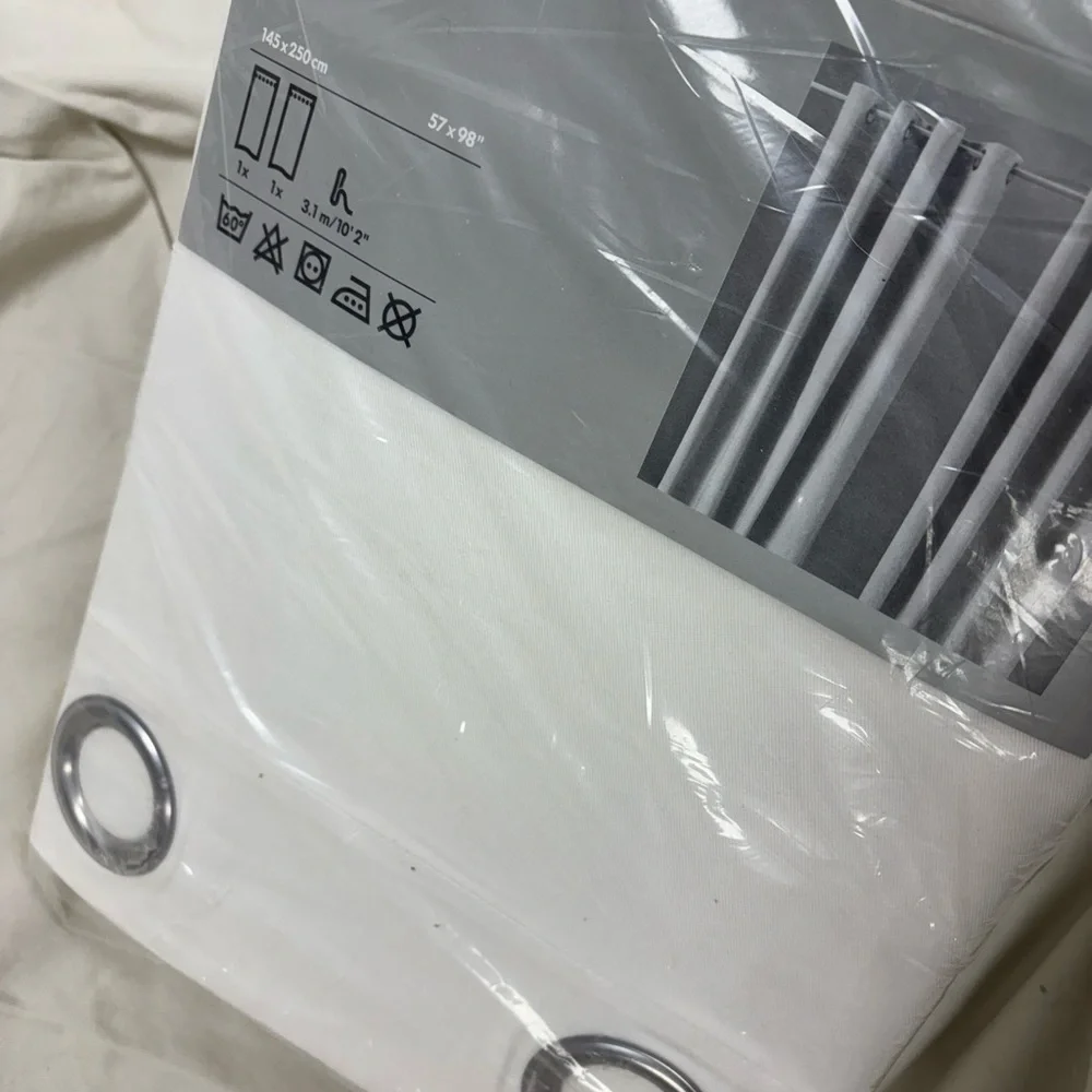 NWT IKEA Merete Curtains room darkening curtain pair 57”x98” off white cotton